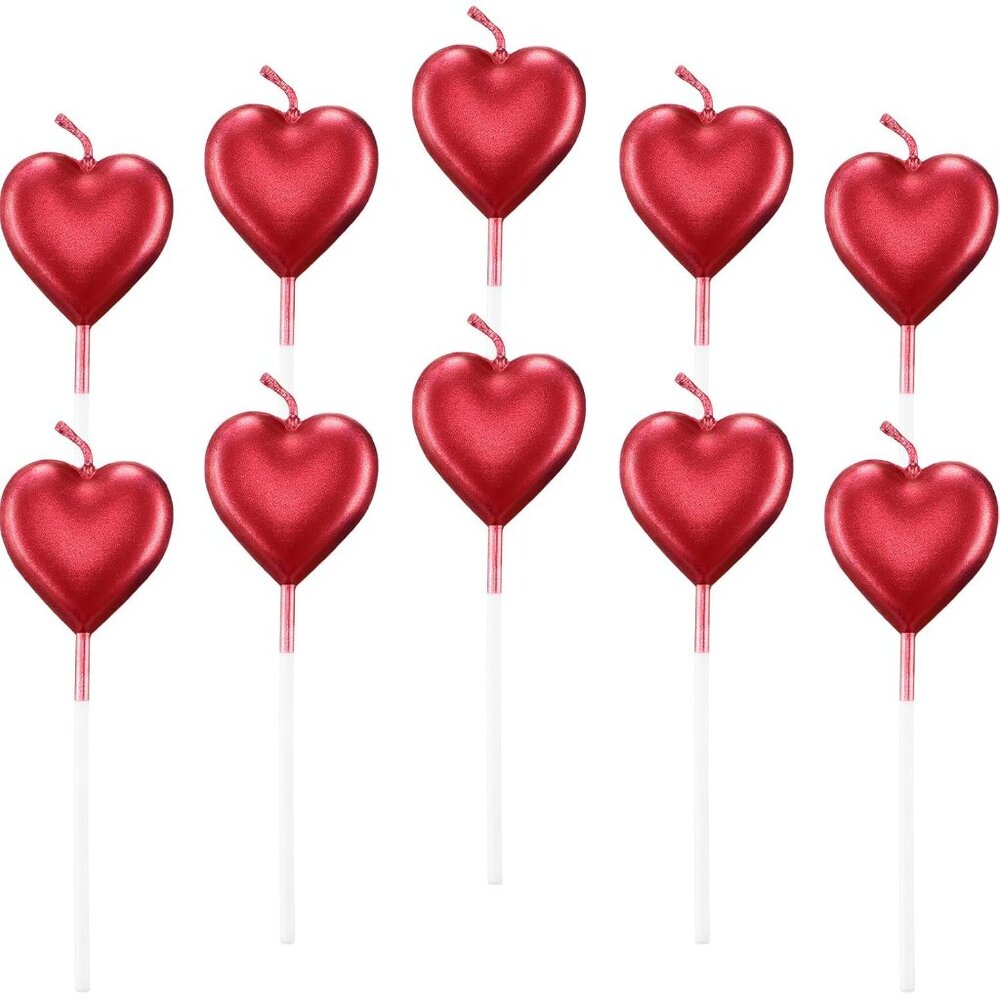 Metallic Heart Birthday Cake Candles Cupcake Topper Candles Cake Dessert Holders